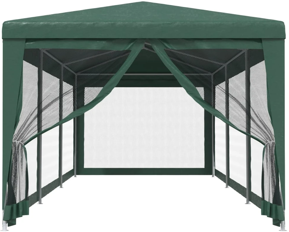 Proginė palapinė su 8 tinklinėmis sienomis, žalia, 3x9m, HDPE