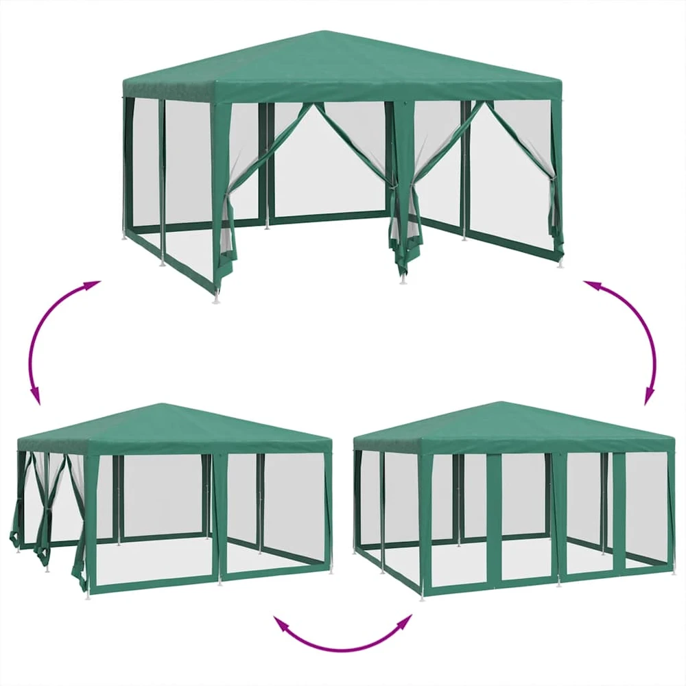 Proginė palapinė su 8 tinklinėmis sienomis, žalia, 4x4m, HDPE