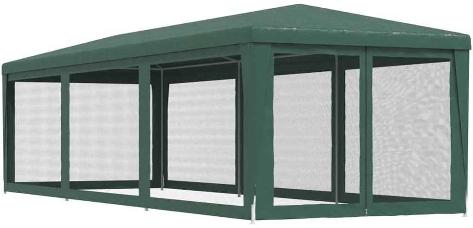 Proginė palapinė su 8 tinklinėmis sienomis, žalia, 3x9m, HDPE