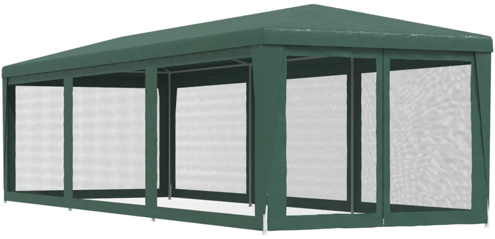 Proginė palapinė su 8 tinklinėmis sienomis, žalia, 3x9m, HDPE