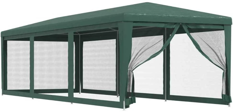 Proginė palapinė su 8 tinklinėmis sienomis, žalia, 3x9m, HDPE