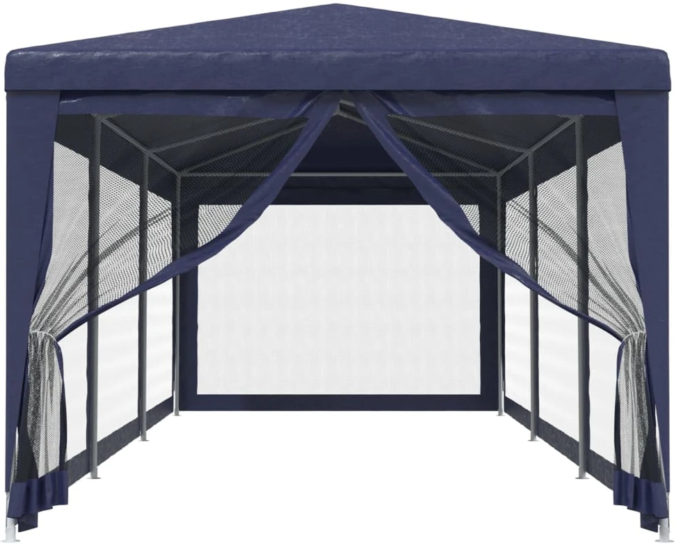 Proginė palapinė su 8 tinklinėmis sienomis, mėlyna, 3x9m, HDPE