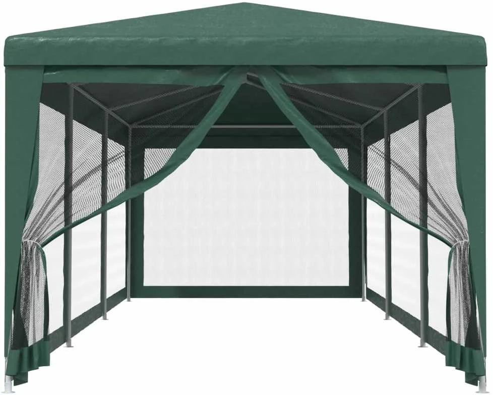 Proginė palapinė su 8 tinklinėmis sienomis, žalia, 3x9m, HDPE