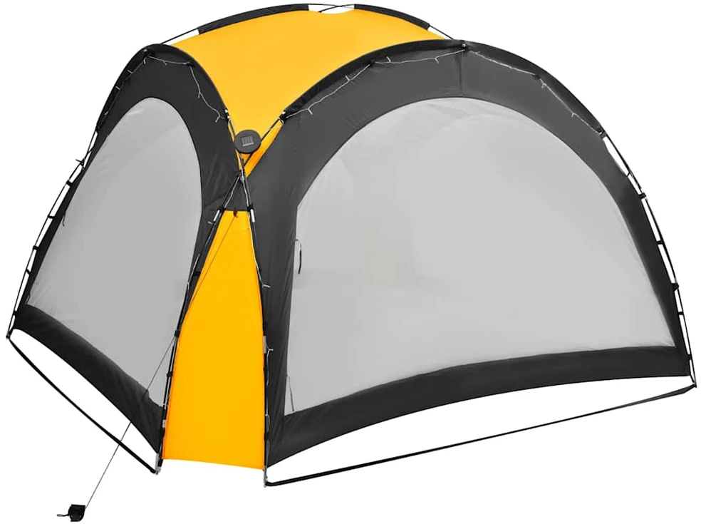 Proginė palapinė su LED ir 4 sienomis, geltona, 3,6x3,6x2,3m