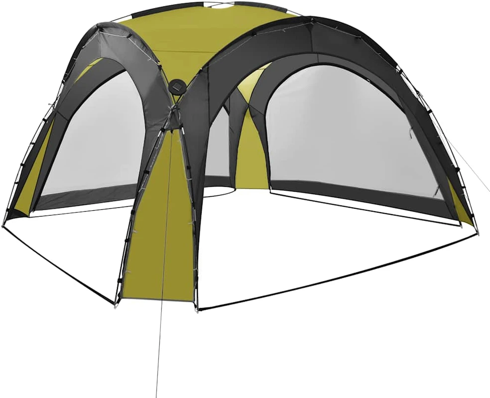 Proginė palapinė su LED ir 4 sienomis, žalia, 3,6x3,6x2,3m