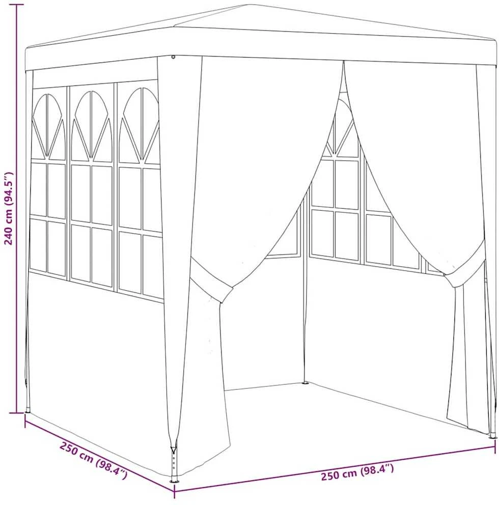 Proginė palapinė su sienomis, žalia, 2,5x2,5m, 90g/m²
