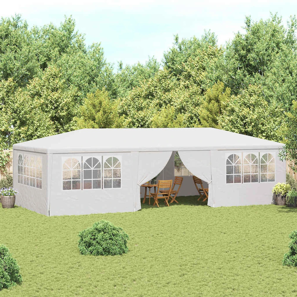 Proginė palapinė su šoninėmis sienomis, balta, 4x9m, 90g/m²