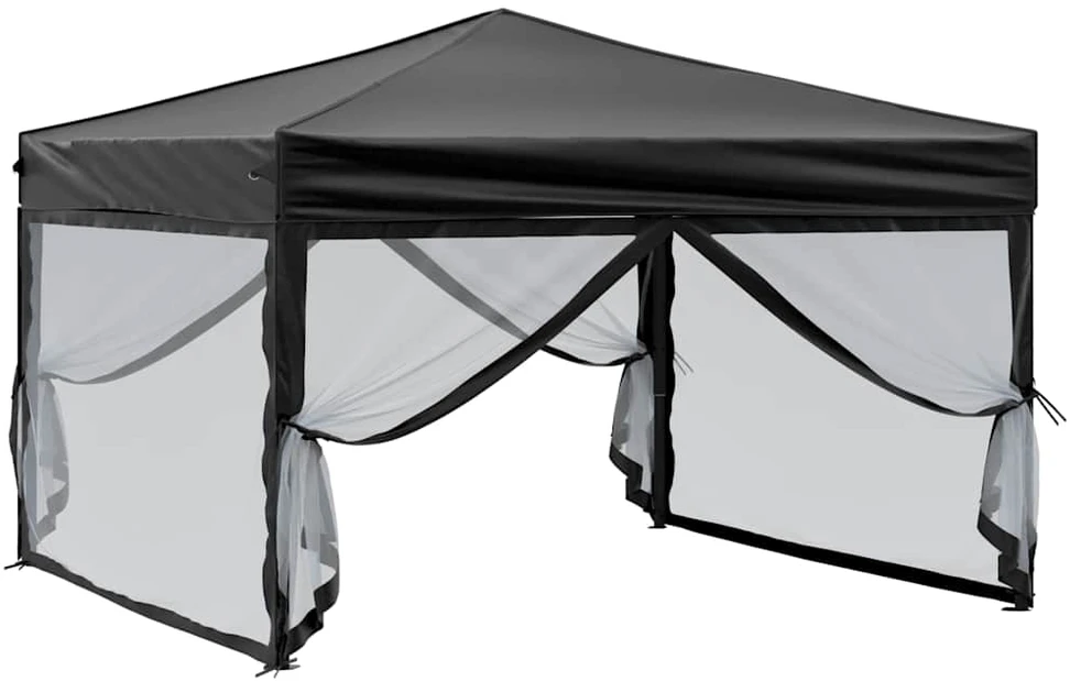Proginė palapinė su šoninėmis sienomis, juoda, 3x3m