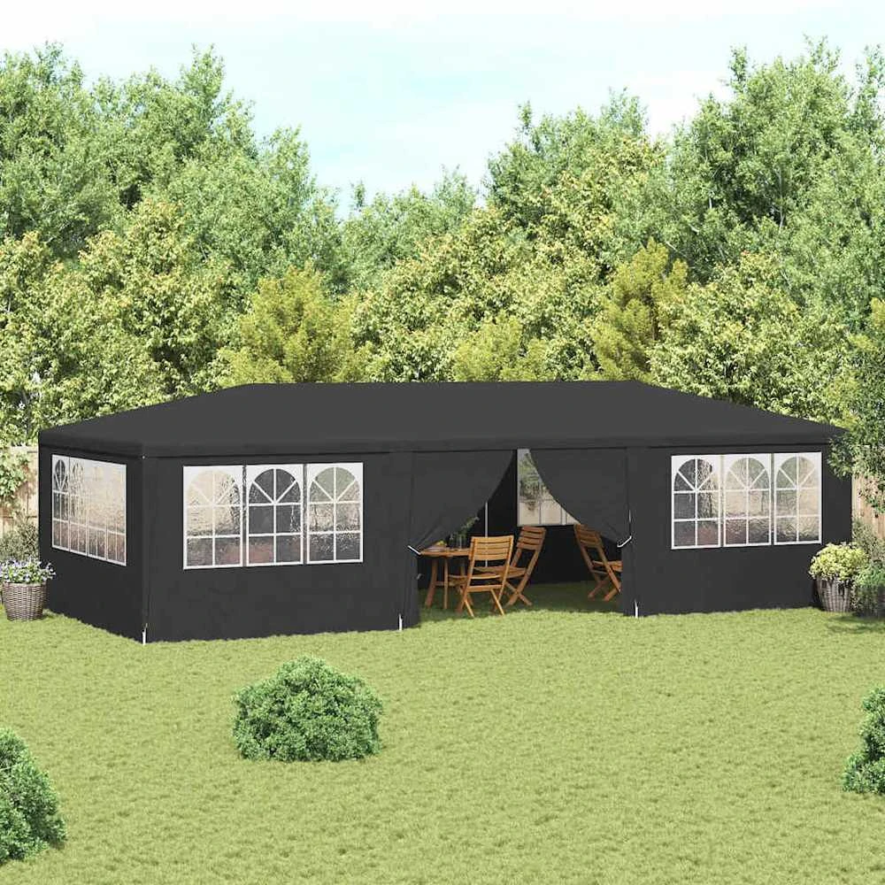 Proginė palapinė su šoninėmis sienomis, antracito, 4x9m, 90g/m²