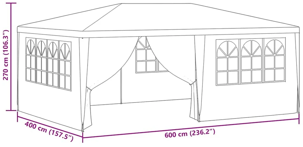 Proginė palapinė su šoninėmis sienomis, mėlyna, 4x6m, 90g/m²