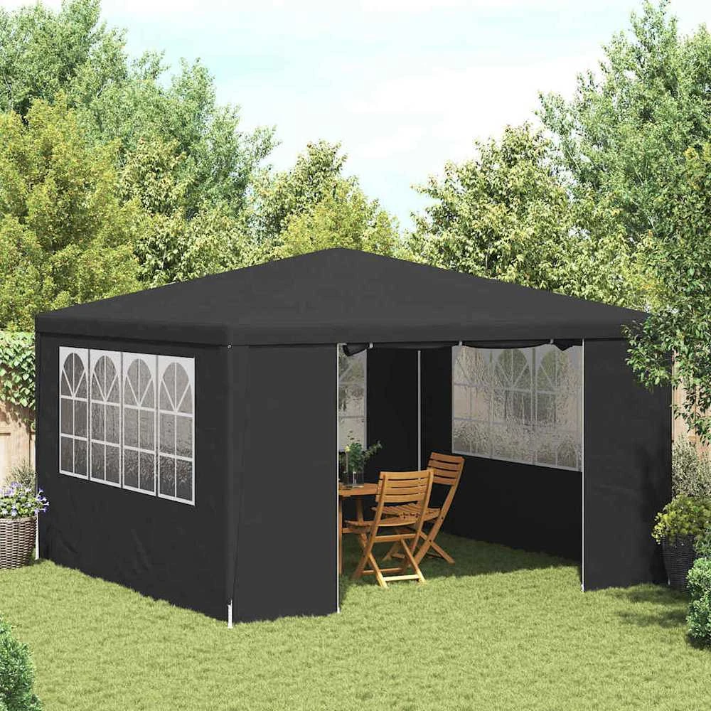 Proginė palapinė su šoninėmis sienomis, antracito, 4x4m, 90g/m²