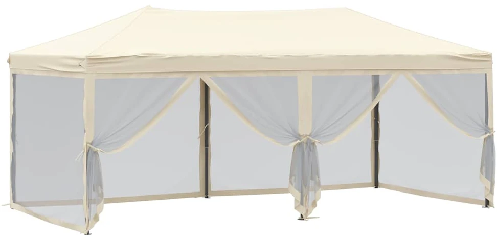 Proginė palapinė su šoninėmis sienomis, kreminė, 3x6m