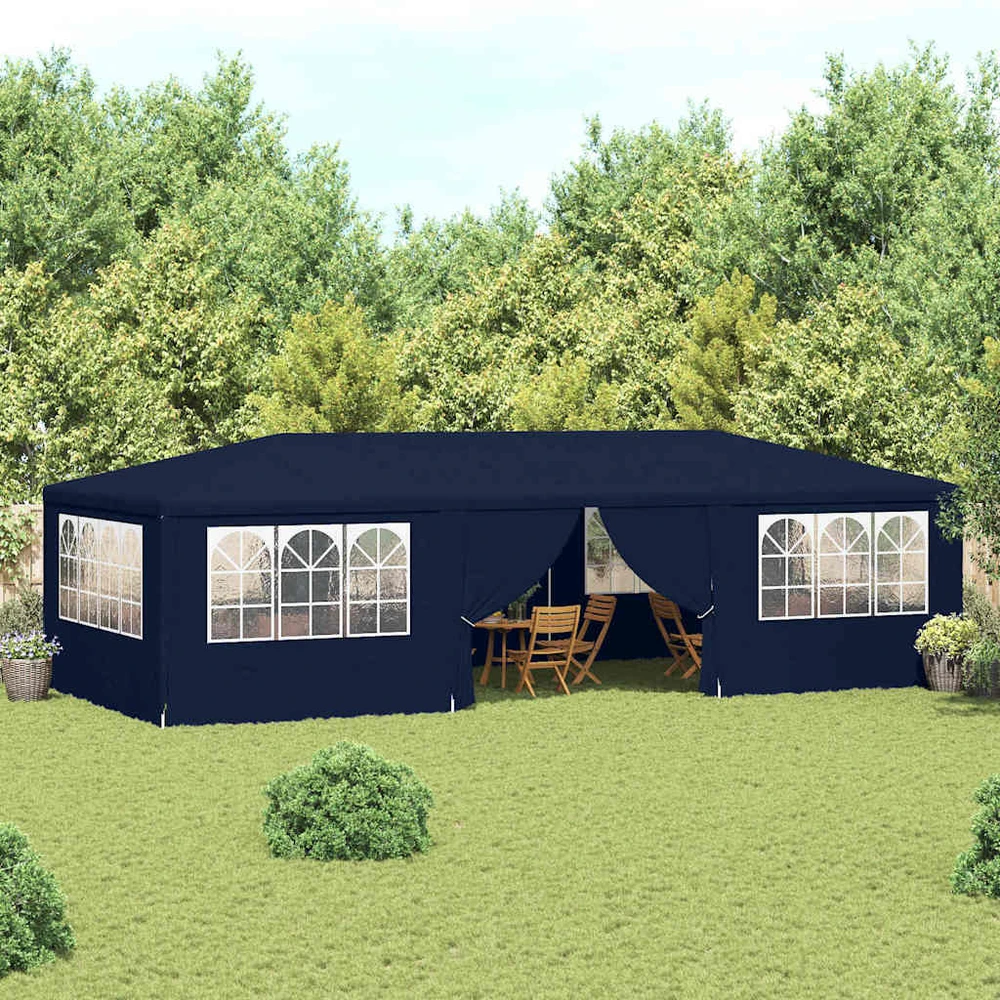 Proginė palapinė su šoninėmis sienomis, mėlyna, 4x9m, 90g/m²