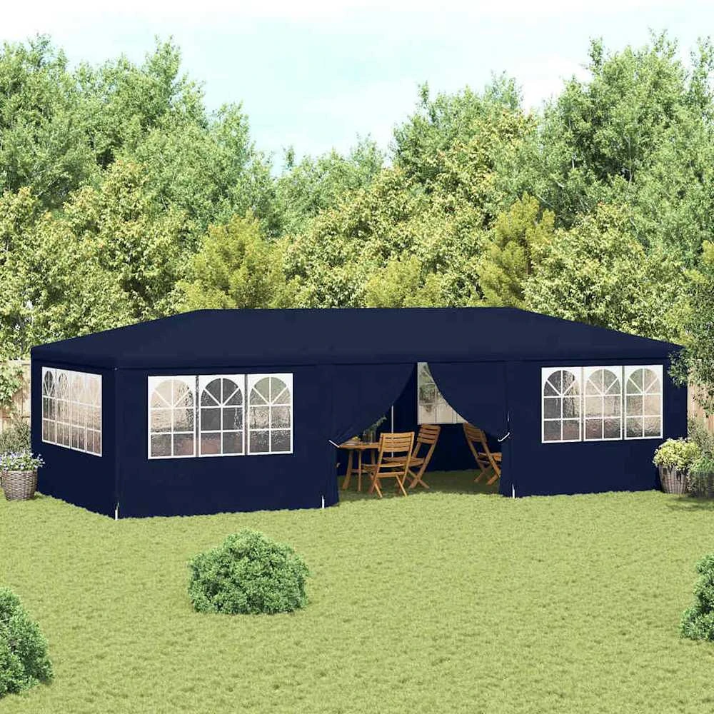Proginė palapinė su šoninėmis sienomis, mėlyna, 4x9m, 90g/m²