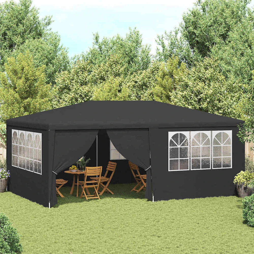 Proginė palapinė su šoninėmis sienomis, antracito, 4x6m, 90g/m²