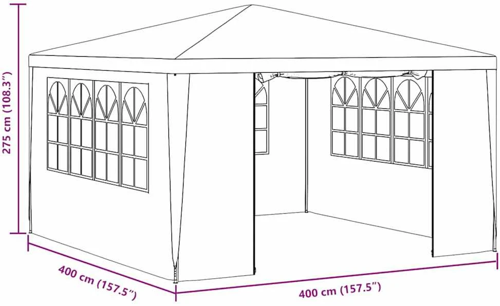 Proginė palapinė su šoninėmis sienomis, mėlyna, 4x4m, 90g/m²