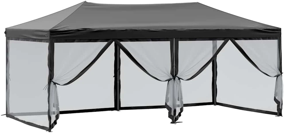 Proginė palapinė su šoninėmis sienomis, juoda, 3x6m