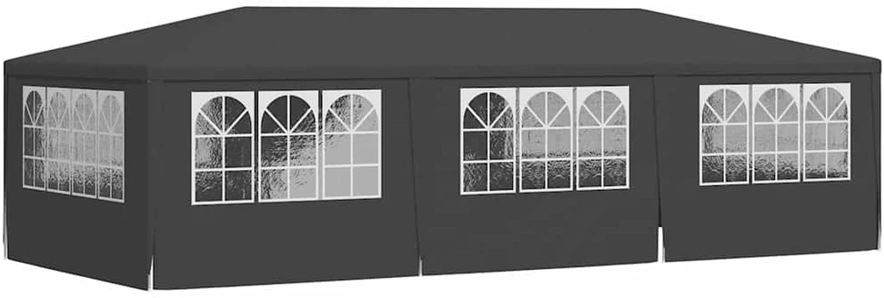 Proginė palapinė su šoninėmis sienomis, antracito, 4x9m, 90g/m²