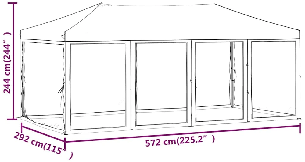 Proginė palapinė su šoninėmis sienomis, taupe, 3x6m