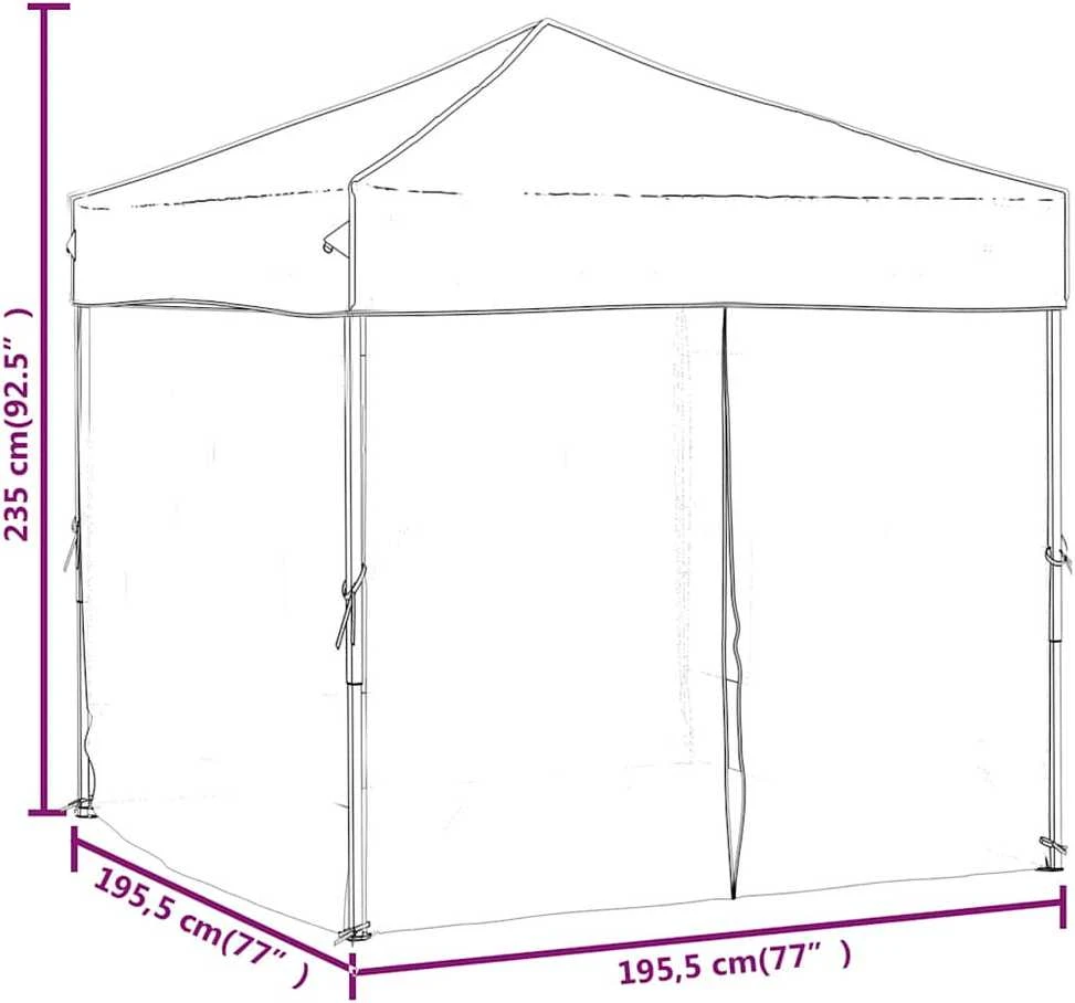 Proginė palapinė su šoninėmis sienomis, balta, 2x2m