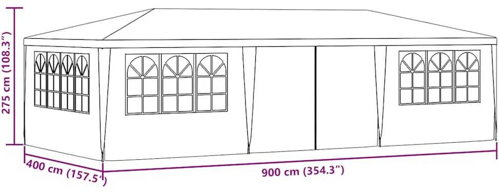 Proginė palapinė su šoninėmis sienomis, antracito, 4x9m, 90g/m²