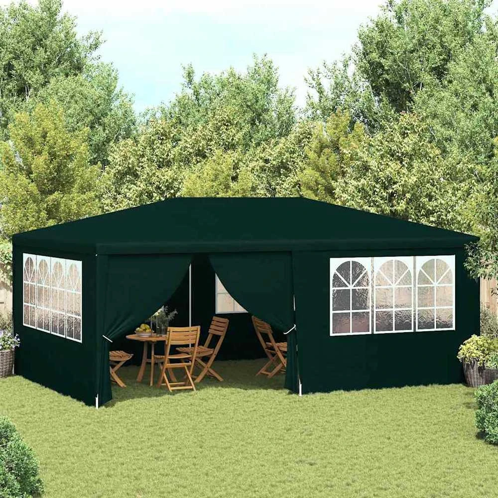 Proginė palapinė su šoninėmis sienomis, žalia, 4x6m, 90g/m²