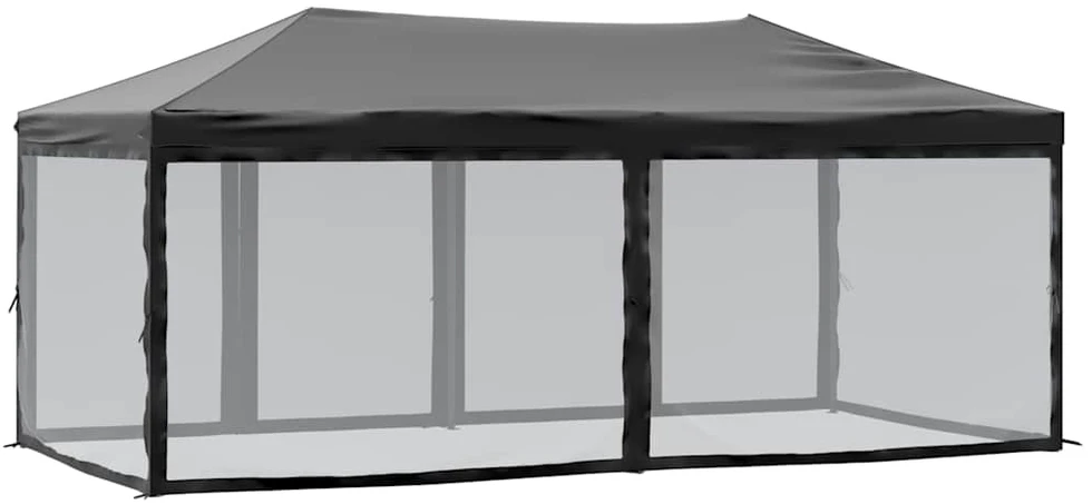 Proginė palapinė su šoninėmis sienomis, juoda, 3x6m