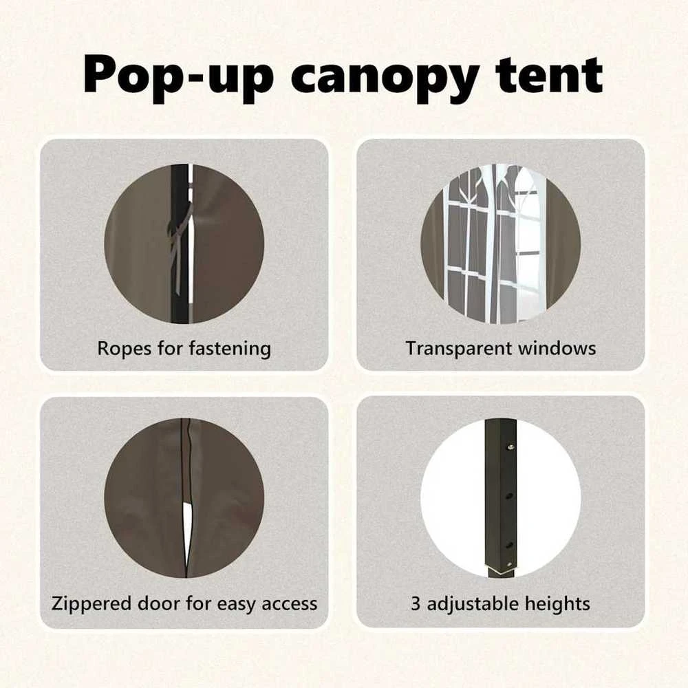 Proginė palapinė su šoninėmis sienomis, taupe, 2x2m
