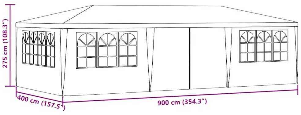 Proginė palapinė su šoninėmis sienomis, balta, 4x9m, 90g/m²