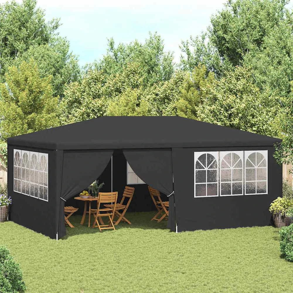 Proginė palapinė su šoninėmis sienomis, antracito, 4x6m, 90g/m²
