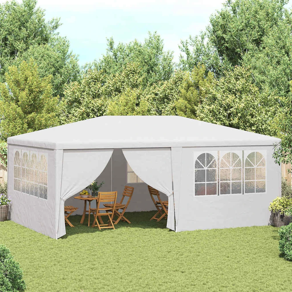 Proginė palapinė su šoninėmis sienomis, balta, 4x6m, 90g/m²