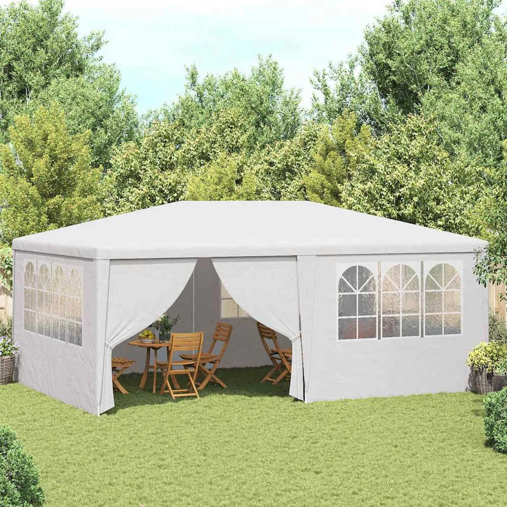 Proginė palapinė su šoninėmis sienomis, balta, 4x6m, 90g/m²