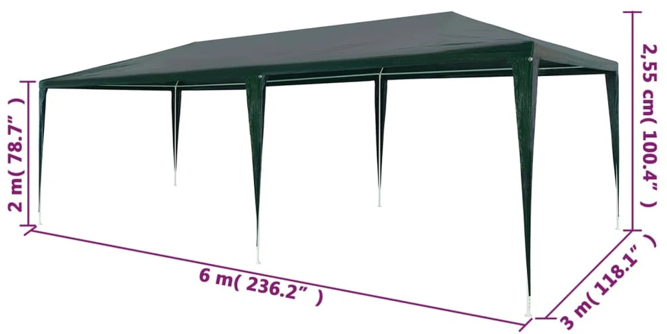 Proginė palapinė, žalia, 3x6m, PE