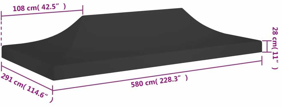 Proginės palapinės stogas, juodos spalvos, 6x3m, 270 g/m²