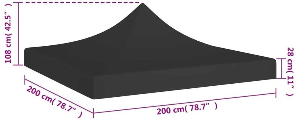 Proginės palapinės stogas, juodos spalvos, 2x2m, 270 g/m²