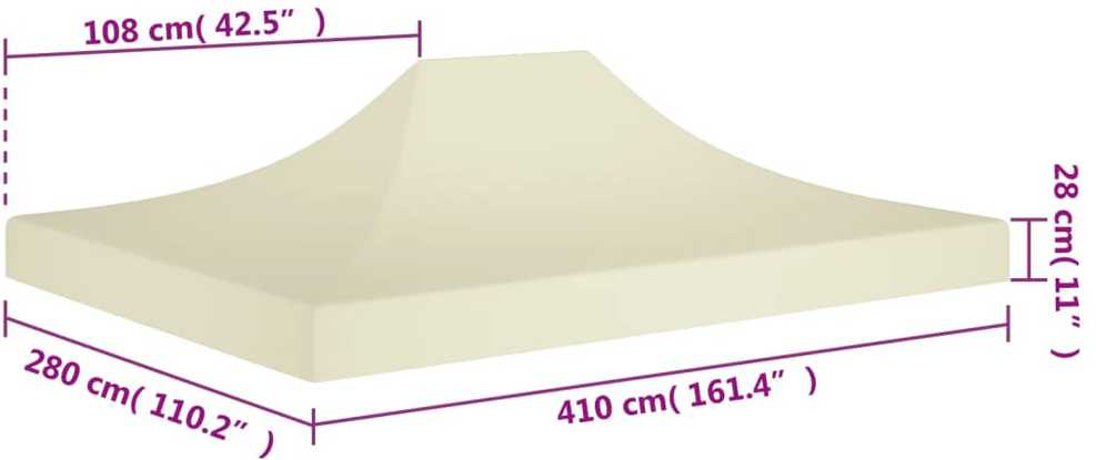 Proginės palapinės stogas, kreminės spalvos, 4x3m, 270 g/m²
