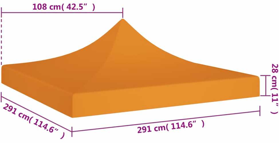 Proginės palapinės stogas, oranžinės spalvos, 3x3m, 270 g/m²