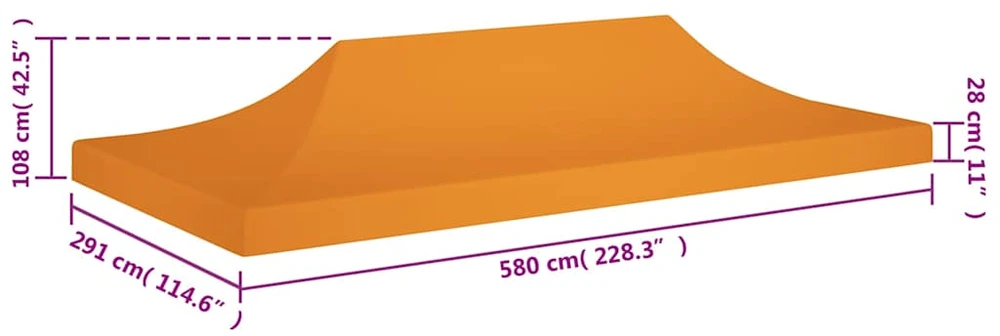 Proginės palapinės stogas, oranžinės spalvos, 6x3m, 270 g/m²