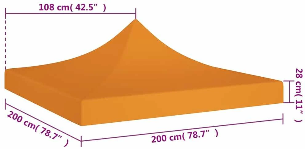 Proginės palapinės stogas, oranžinės spalvos, 2x2m, 270 g/m²