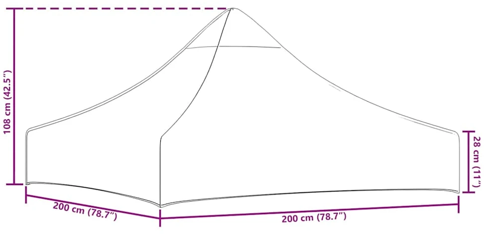 Proginės palapinės stogas, oranžinės spalvos, 2x2m, 270 g/m²