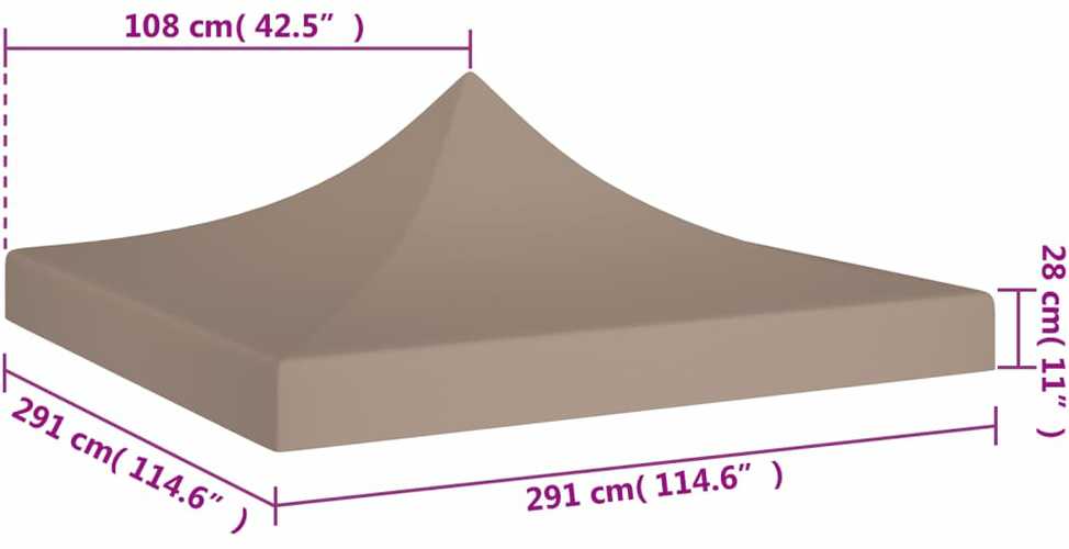 Proginės palapinės stogas, taupe spalvos, 3x3m, 270 g/m²