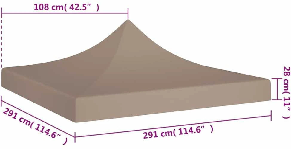 Proginės palapinės stogas, taupe spalvos, 3x3m, 270 g/m²