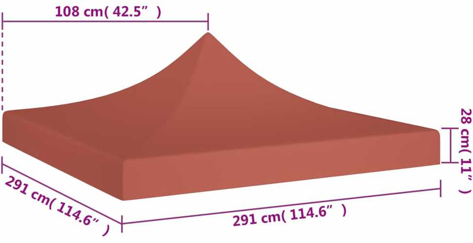 Proginės palapinės stogas, terakota spalvos, 3x3m, 270 g/m²