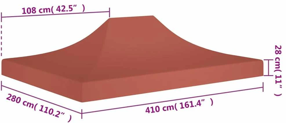 Proginės palapinės stogas, terakota spalvos, 4x3m, 270 g/m²