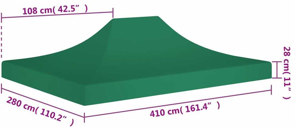 Proginės palapinės stogas, žalios spalvos, 4.1 x 2.8m, 270 g/m²