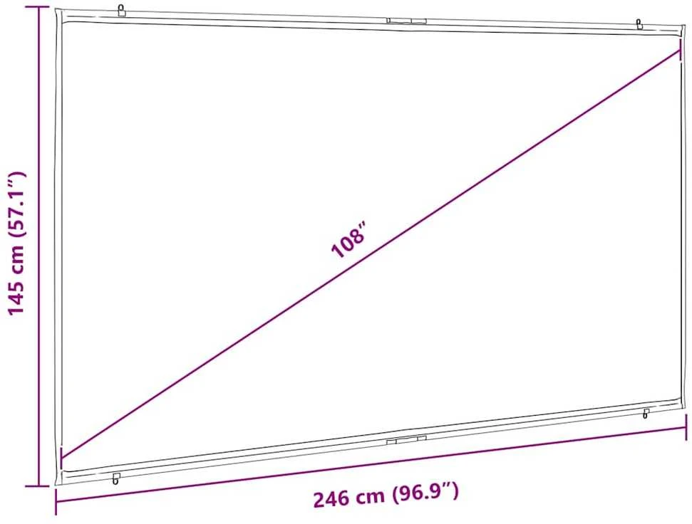 Sieninis projektoriaus ekranas, 108 colių, 16:9
