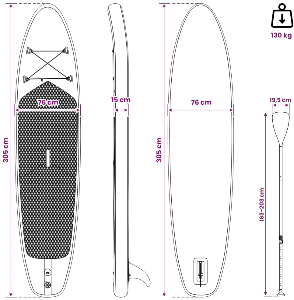 Pripučiamas Stand Up Paddle Board HYDROS 305 x 76 x 15 cm