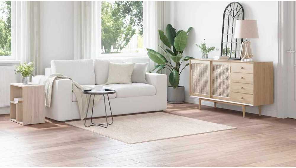 Neslystantis plaukuotas kilimas Kreminė 160 x 160 cm PP