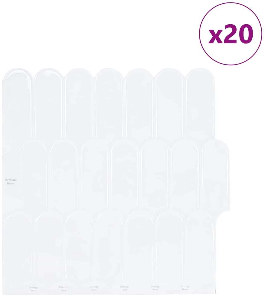 Pūkuota plytelė 20 vnt. Balta 30 x 30 cm Poliuretanas ir PET