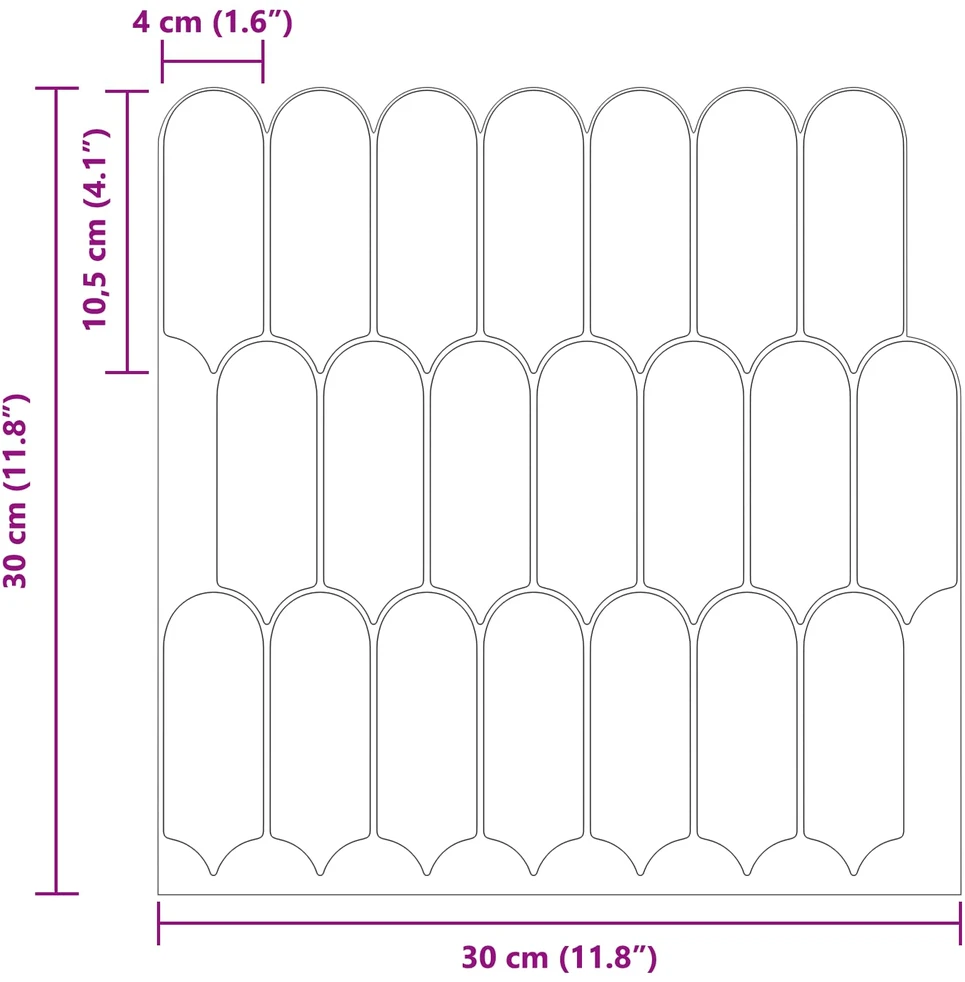 Pūkuota plytelė 50 vnt. Balta 30 x 30 cm Poliuretanas ir PET